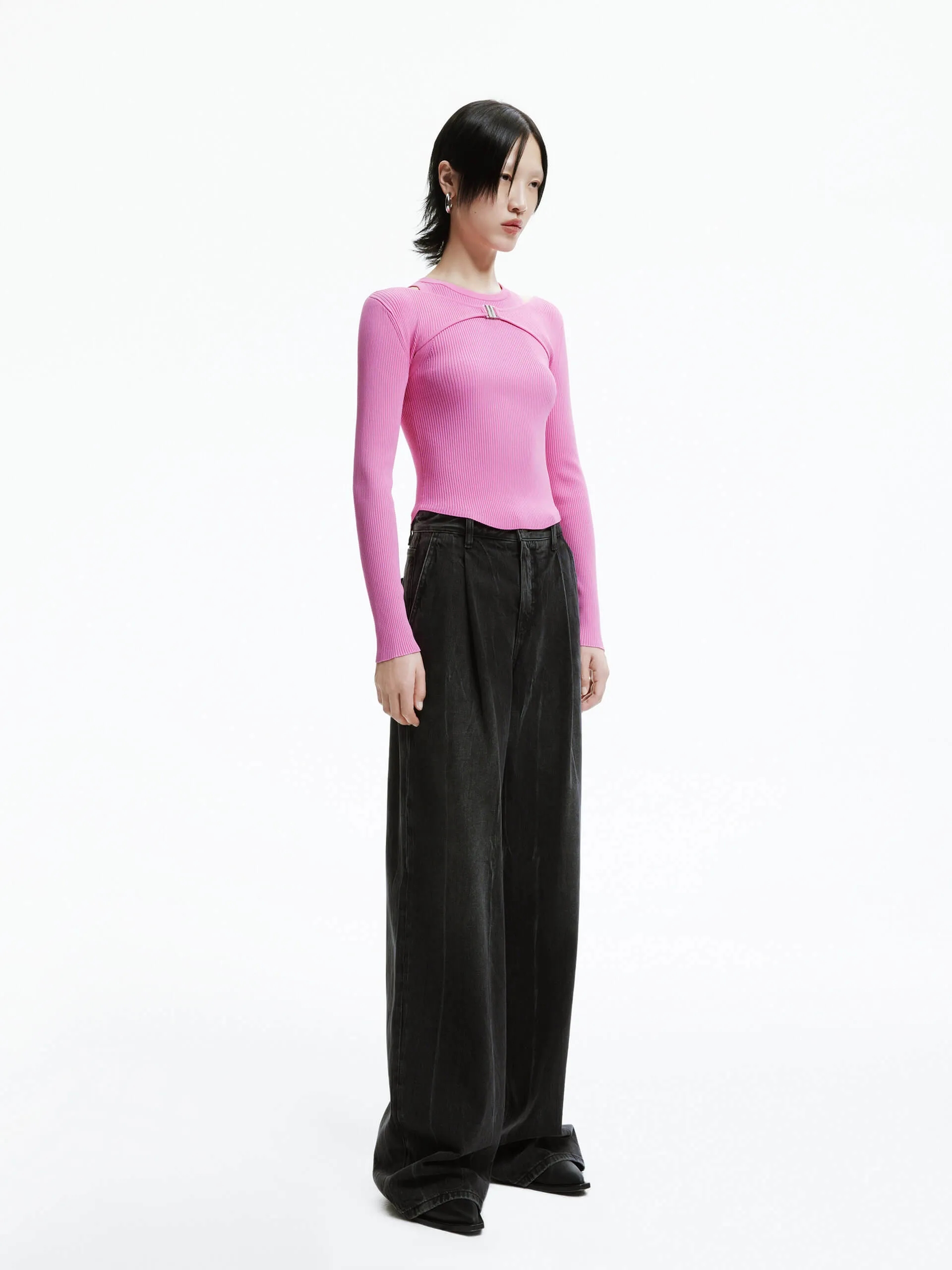 Deconstruct Ribbed Knit Top