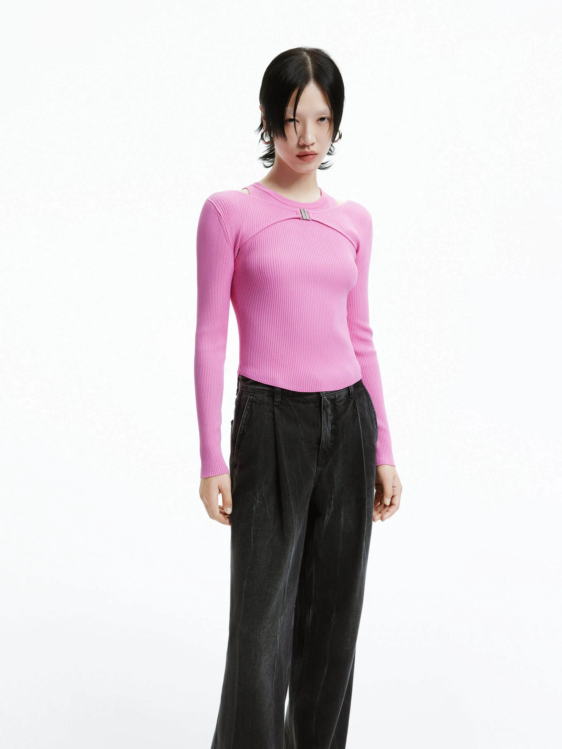 Deconstruct Ribbed Knit Top