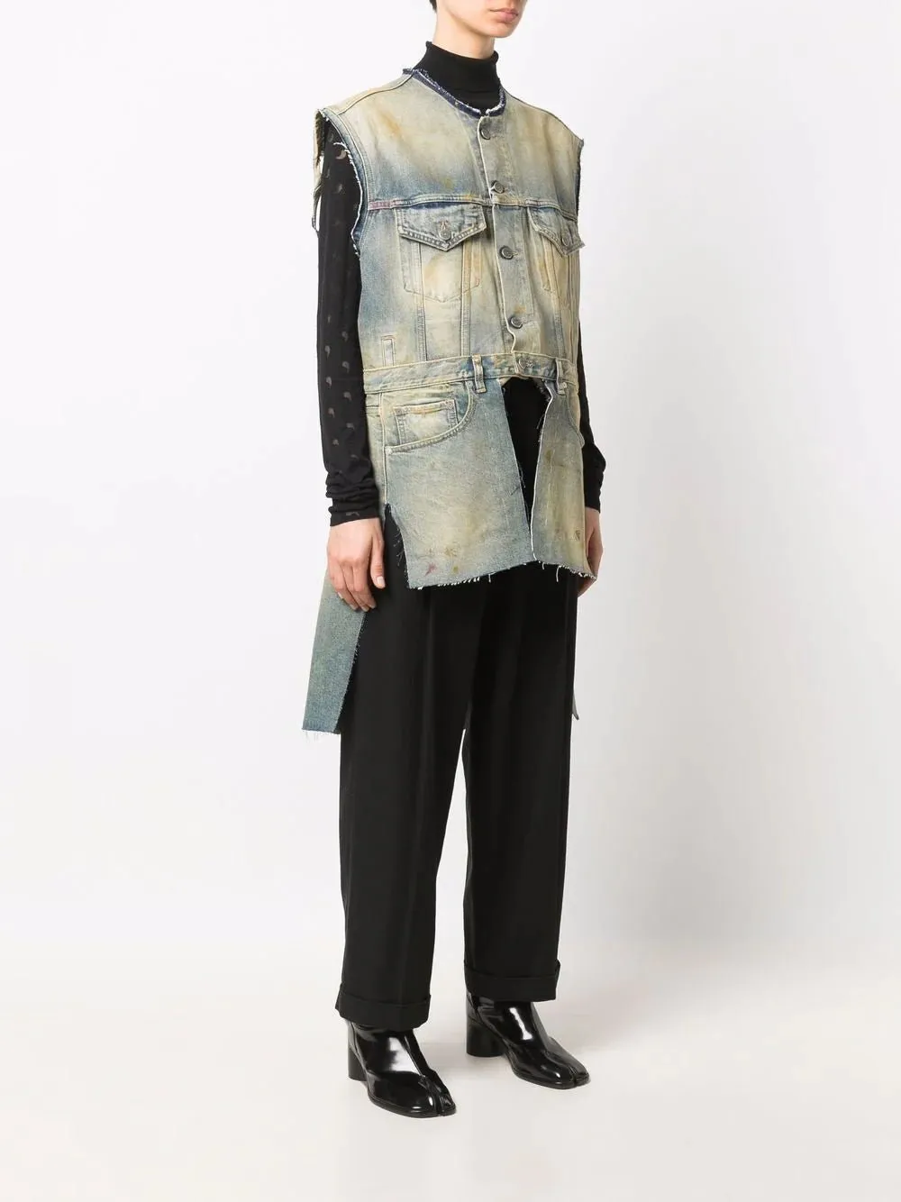 Derelict asymmetric denim gilet