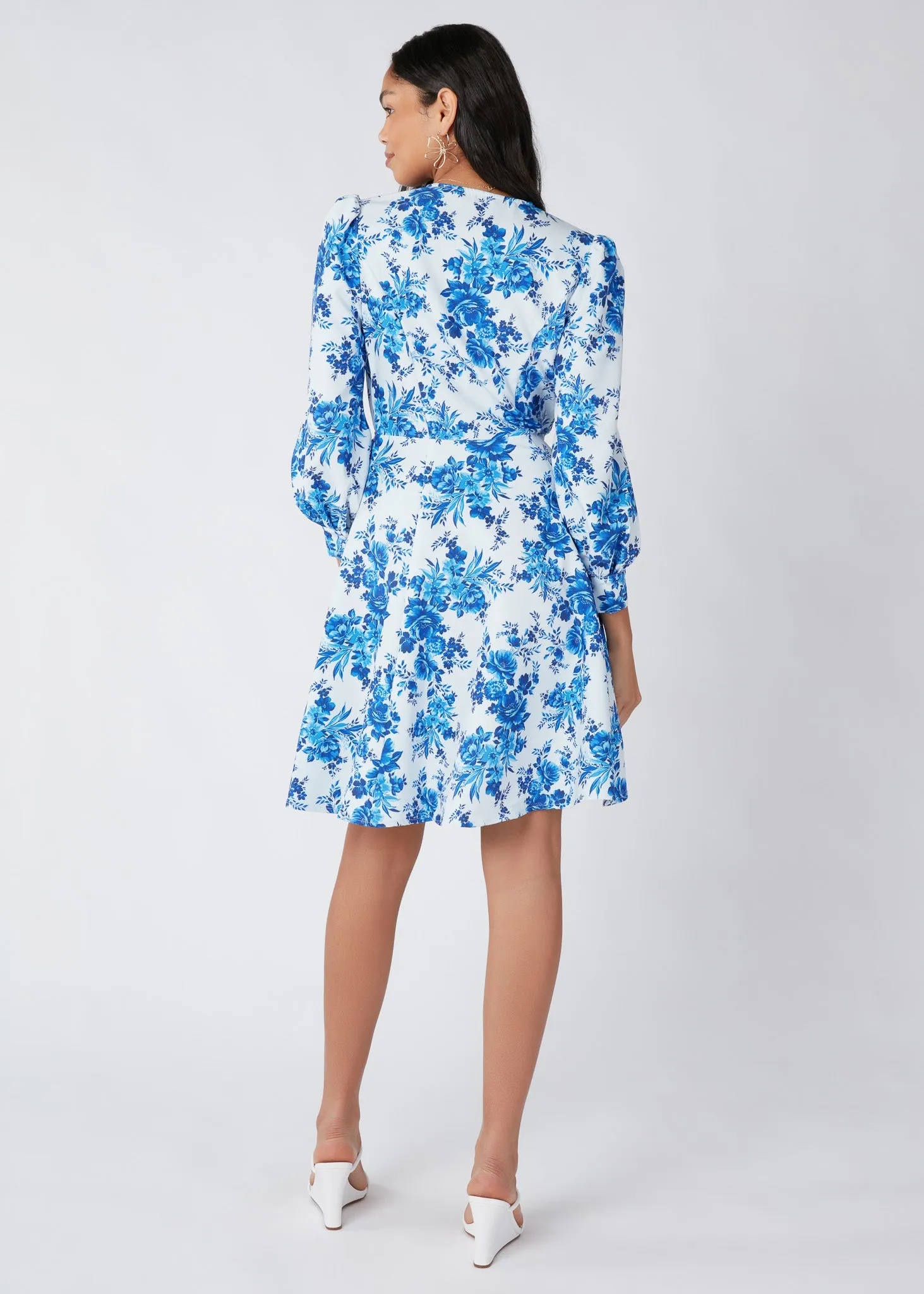 Diane Mini Wrap Dress Blue Rose Chintz