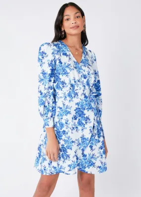 Diane Mini Wrap Dress Blue Rose Chintz