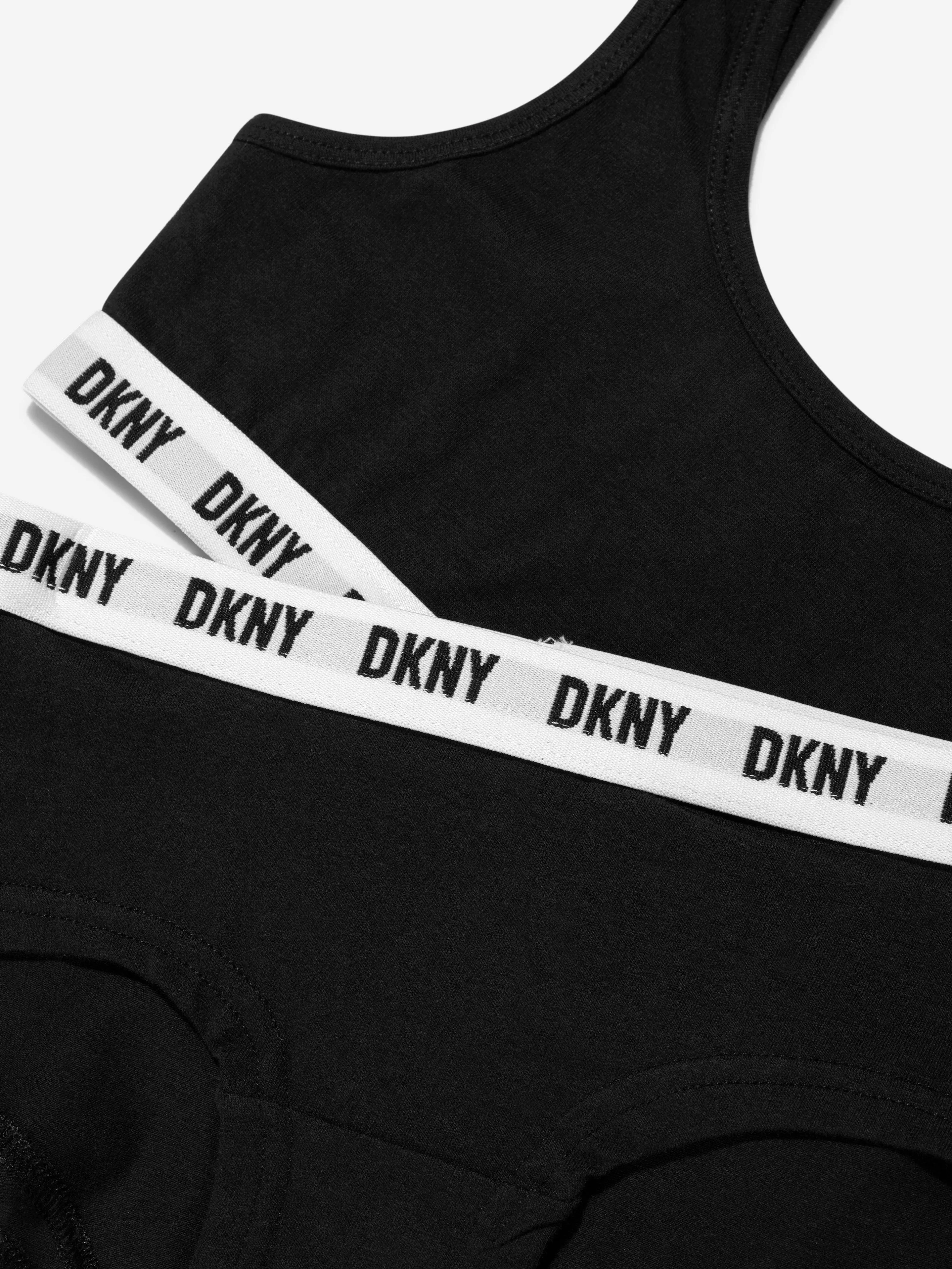 DKNY Girls Sports Bra And Hipster Set in Black