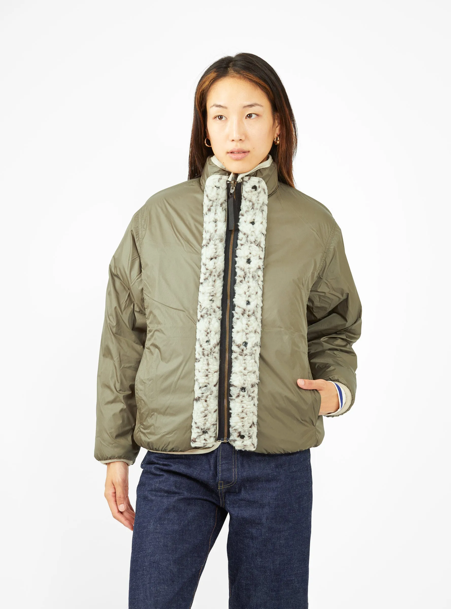 Do-Gi Sashiko Boa Fleece Reversible Jacket Ecru