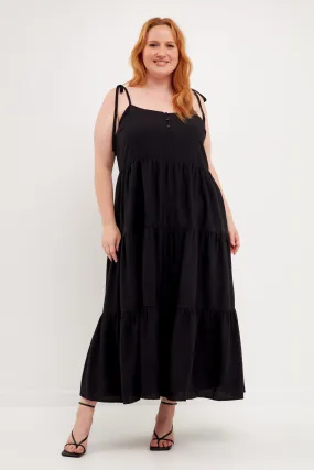 English Factory - Spaghetti Tie Tiered Maxi Dress