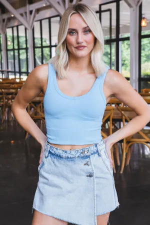 Esther Sleeveless Crop Top, Sky