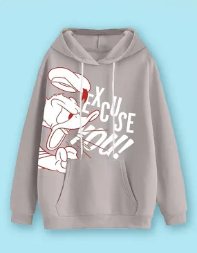 Excuse You Grey Front Graphic Printed Hoodie