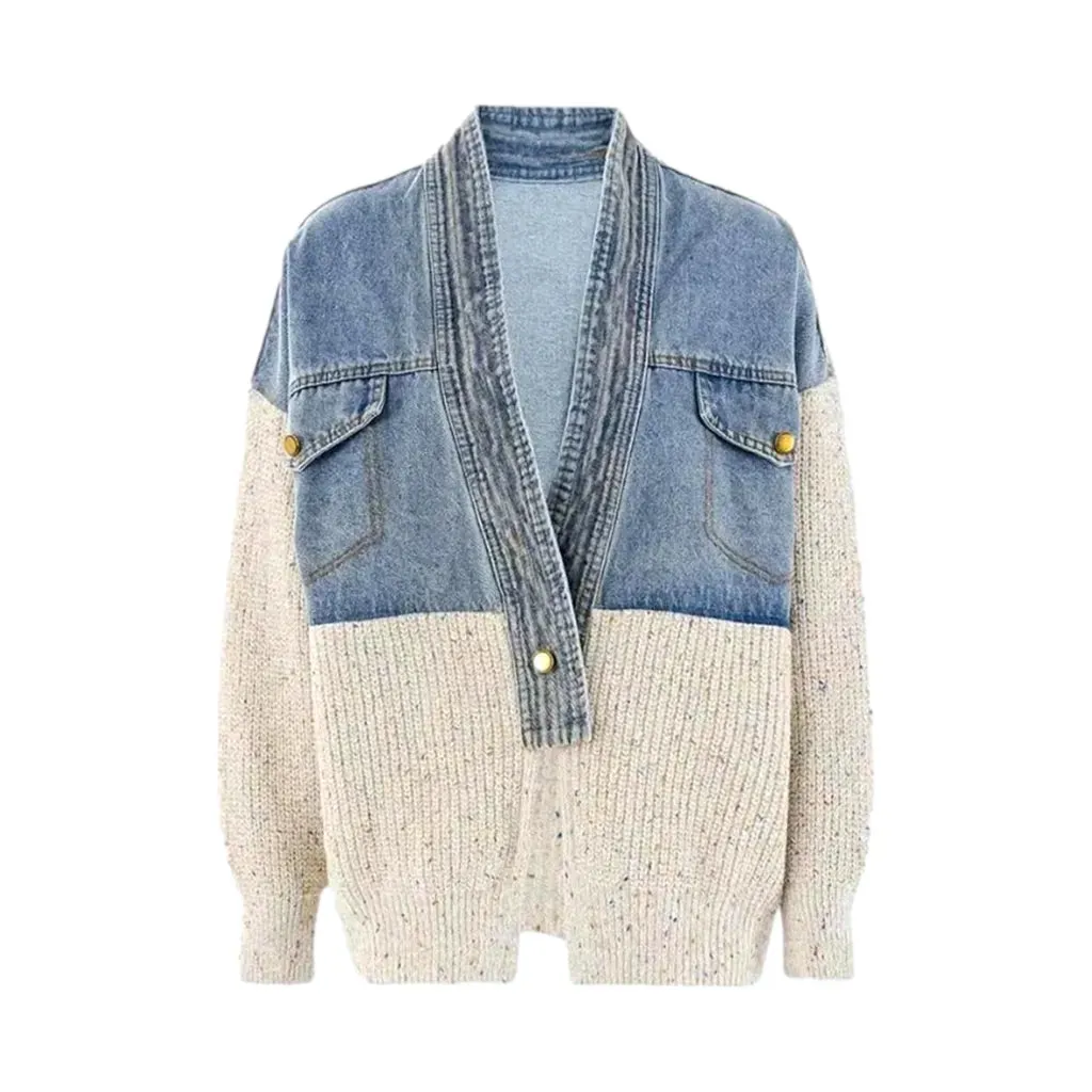 Fashionable light oversized women's jean cardigan