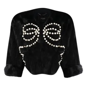 Fendi Pearl Embellished Mink Fur Jacket. Size 36IT