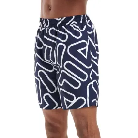 Fila Yash Outline All Over Print Men's Swim Short Peacoat-White