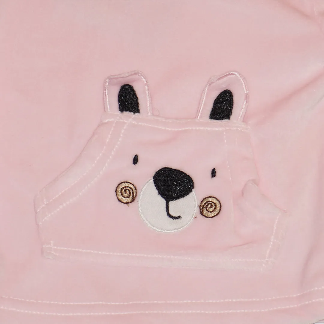 Full Sleeves Sweatshirt and Joggers with Bear Graphics - Light Pink and Dark Pink