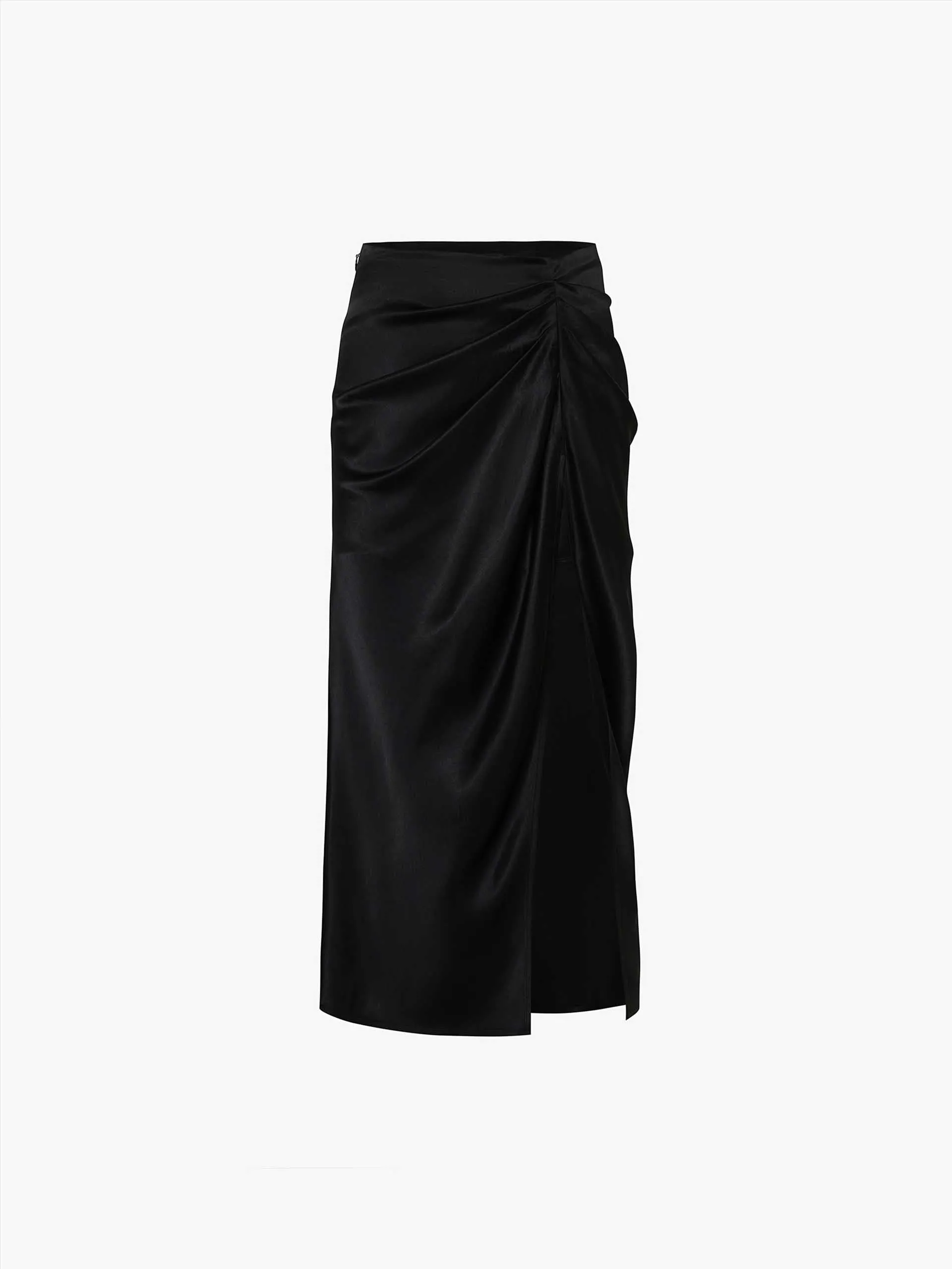 Gathering Detail Satin Skirt