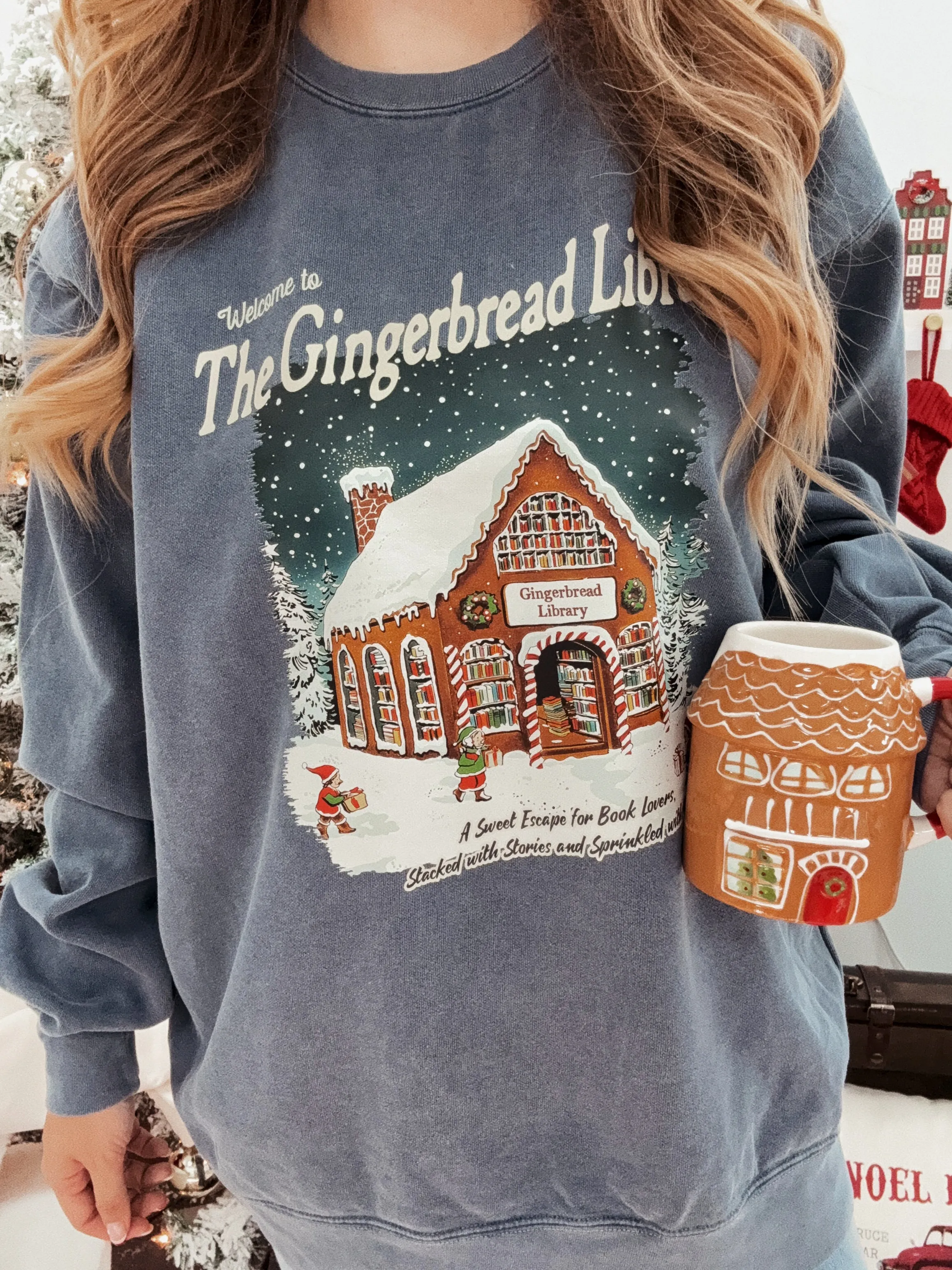 Gingerbread Library Garment Dyed Sweatshirt