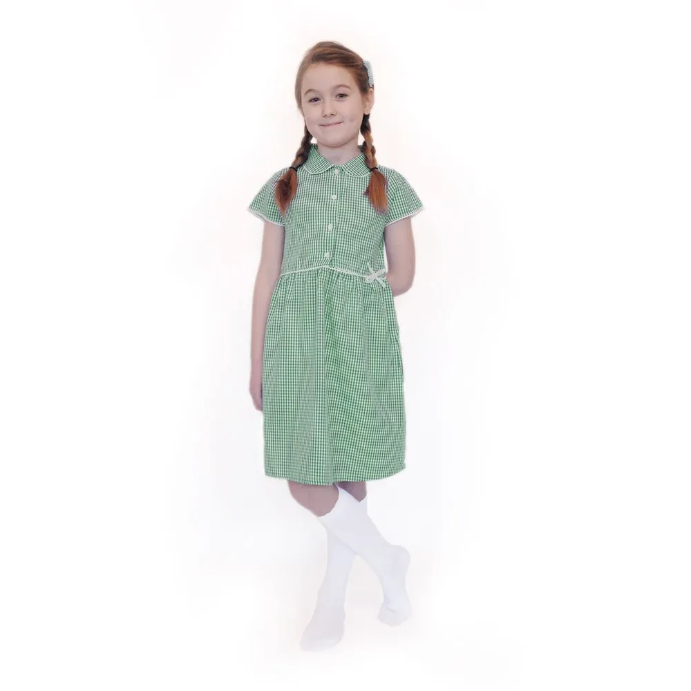 Girls Gingham Checked Summer Dress - 100% Organic Cotton