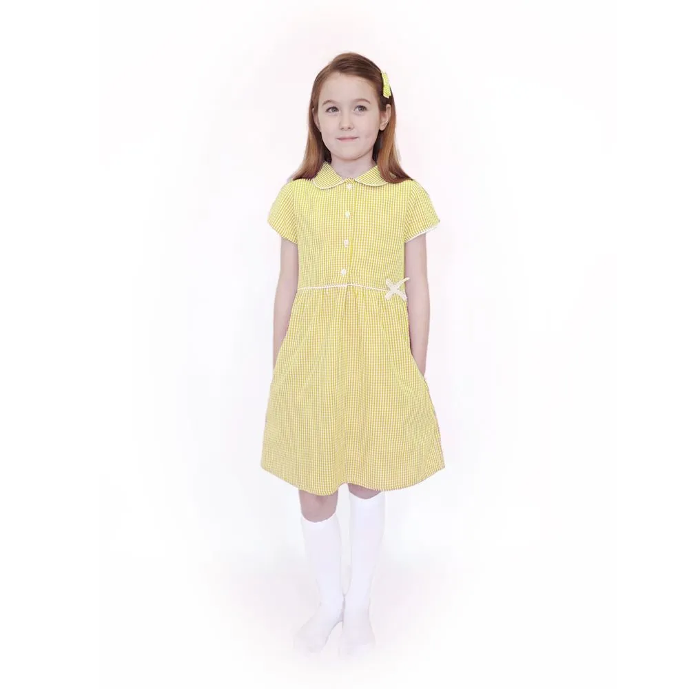 Girls Gingham Checked Summer Dress - 100% Organic Cotton