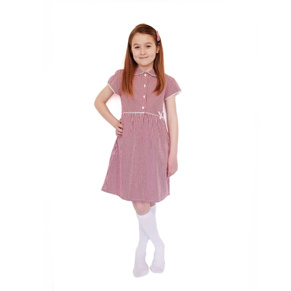 Girls Gingham Checked Summer Dress - 100% Organic Cotton