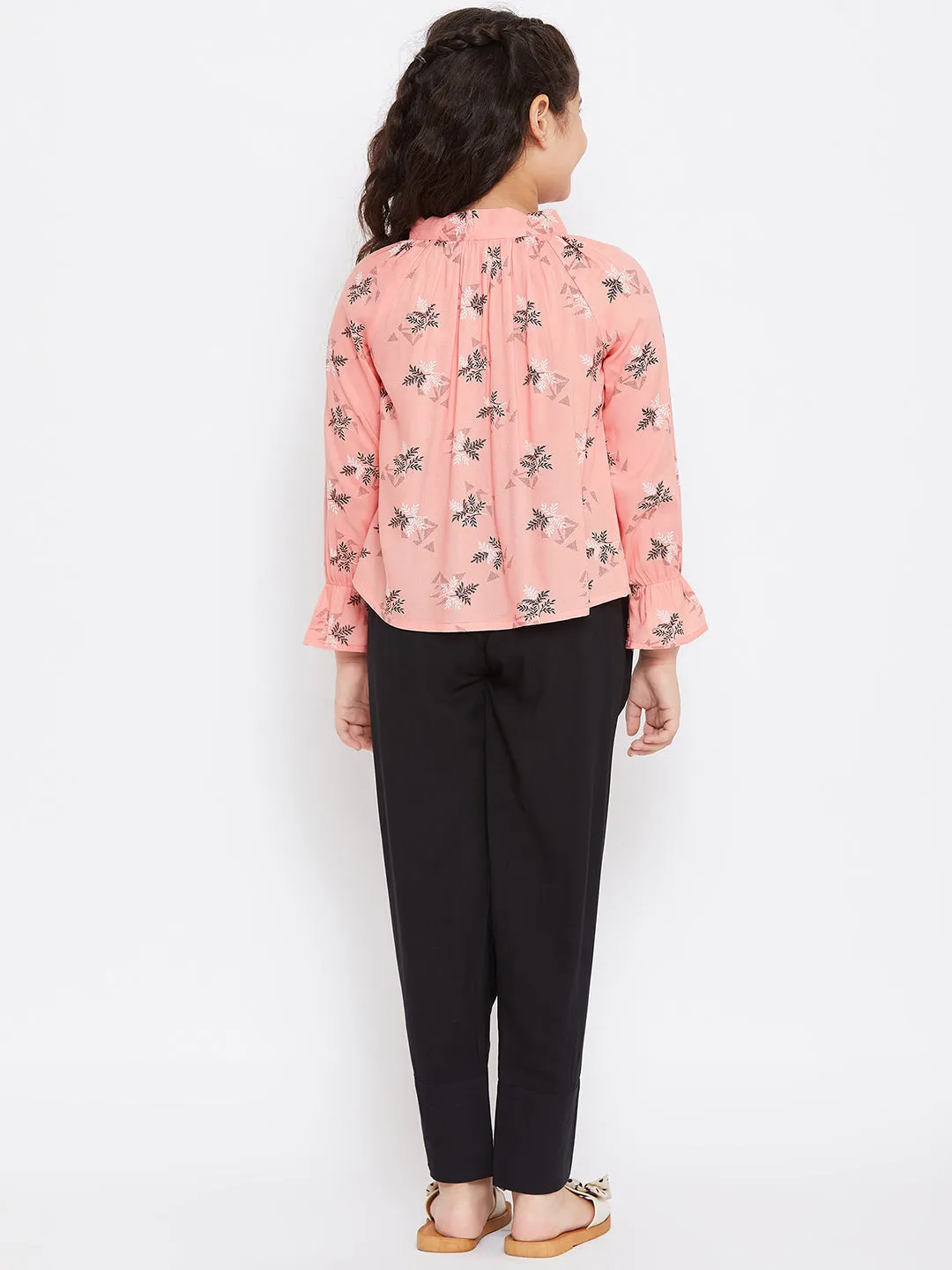 Girl's Printed Top with trousers Pant Pink - StyloBug KIDS