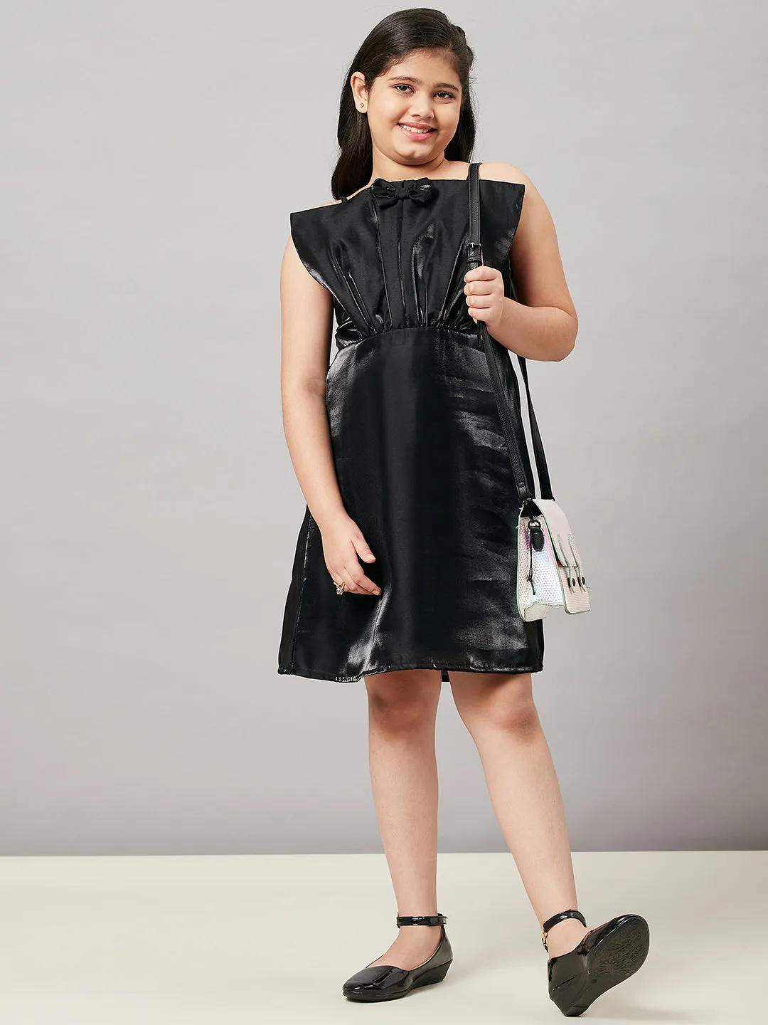 Girl's Solid Dress Black - StyloBug KIDS