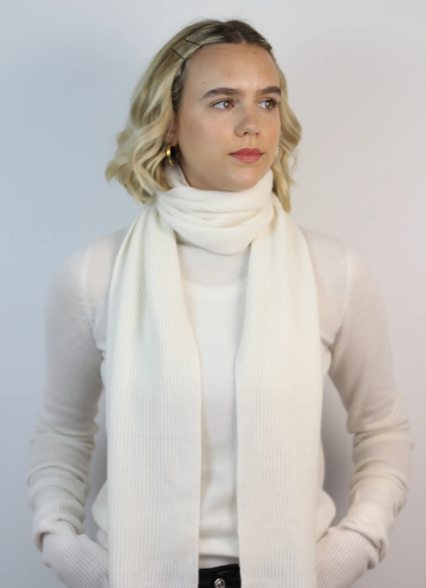 Glenbarr Cashmere Scarf White Ice