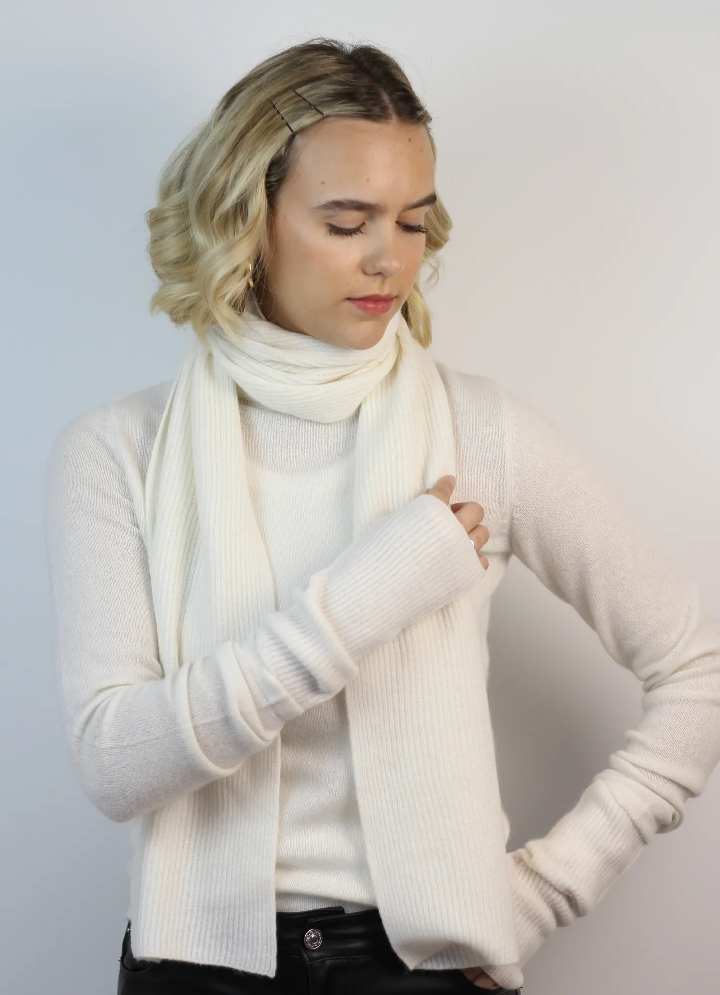 Glenbarr Cashmere Scarf White Ice