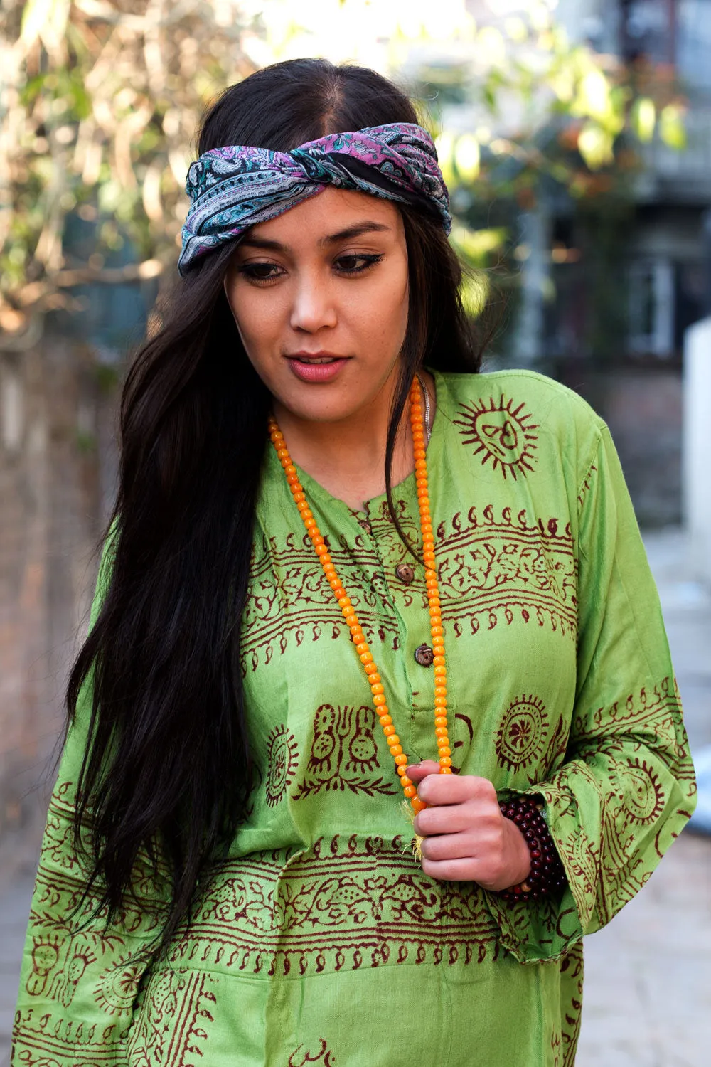 Green Om Prayer Kurtha Shirt