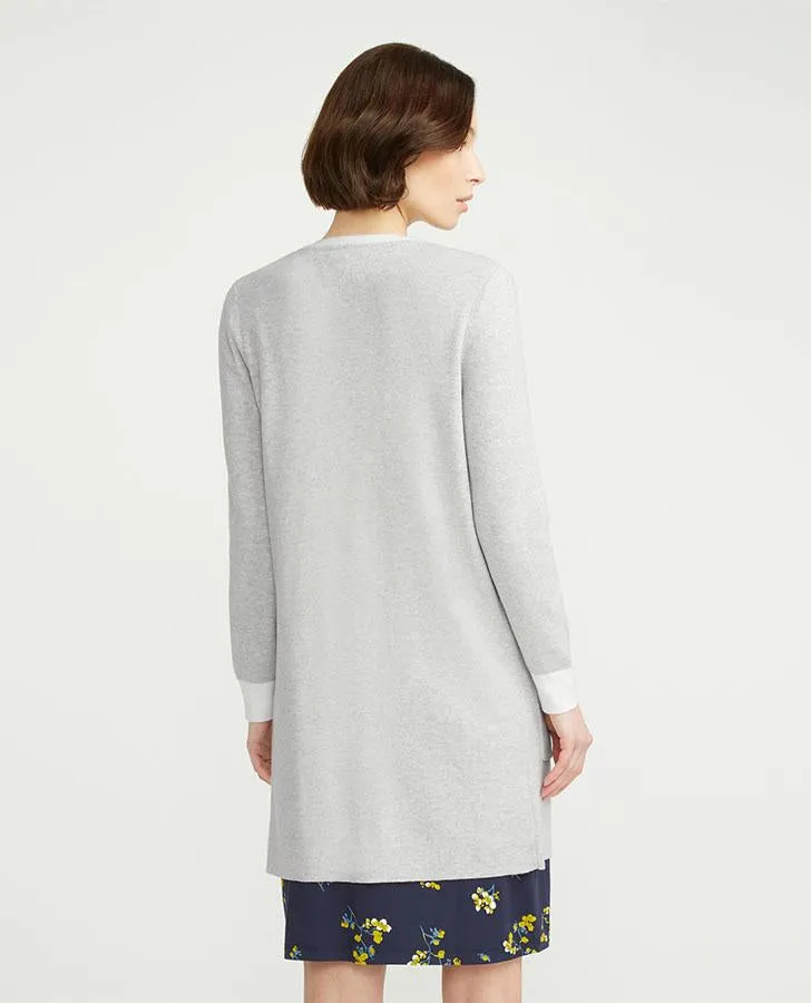 Grey Long Line Tipped Cardigan