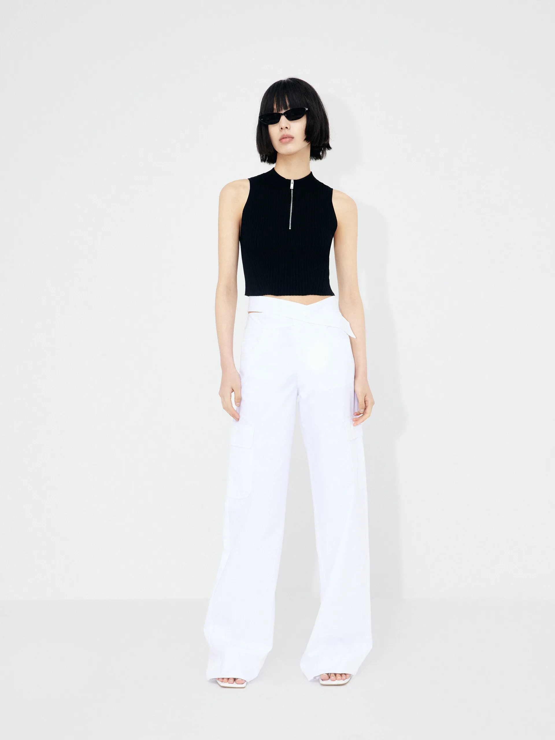 Half Zipped Rib Top