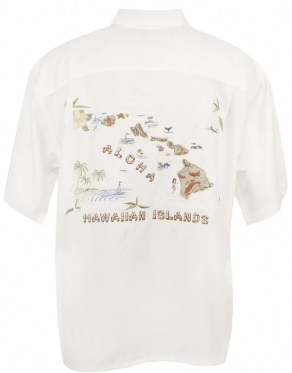 Hawaiian Islands Mens Shirt in Off White