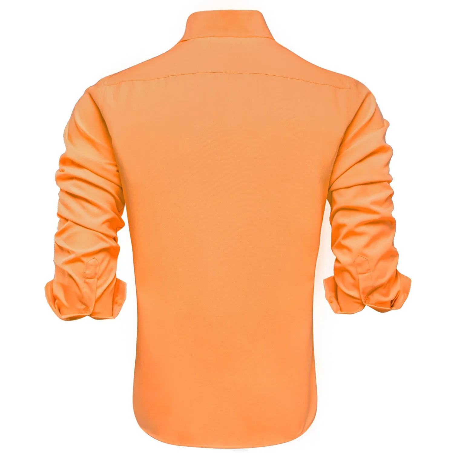 Hi-Tie Light Orange Shirt Solid Stretch Men's Long Sleeve Dress Shirt