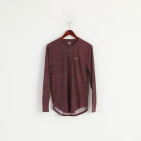 Hollister Men S Long Sleeved Shirt Maroon Cotton Henley Tee Basic Stretch Top