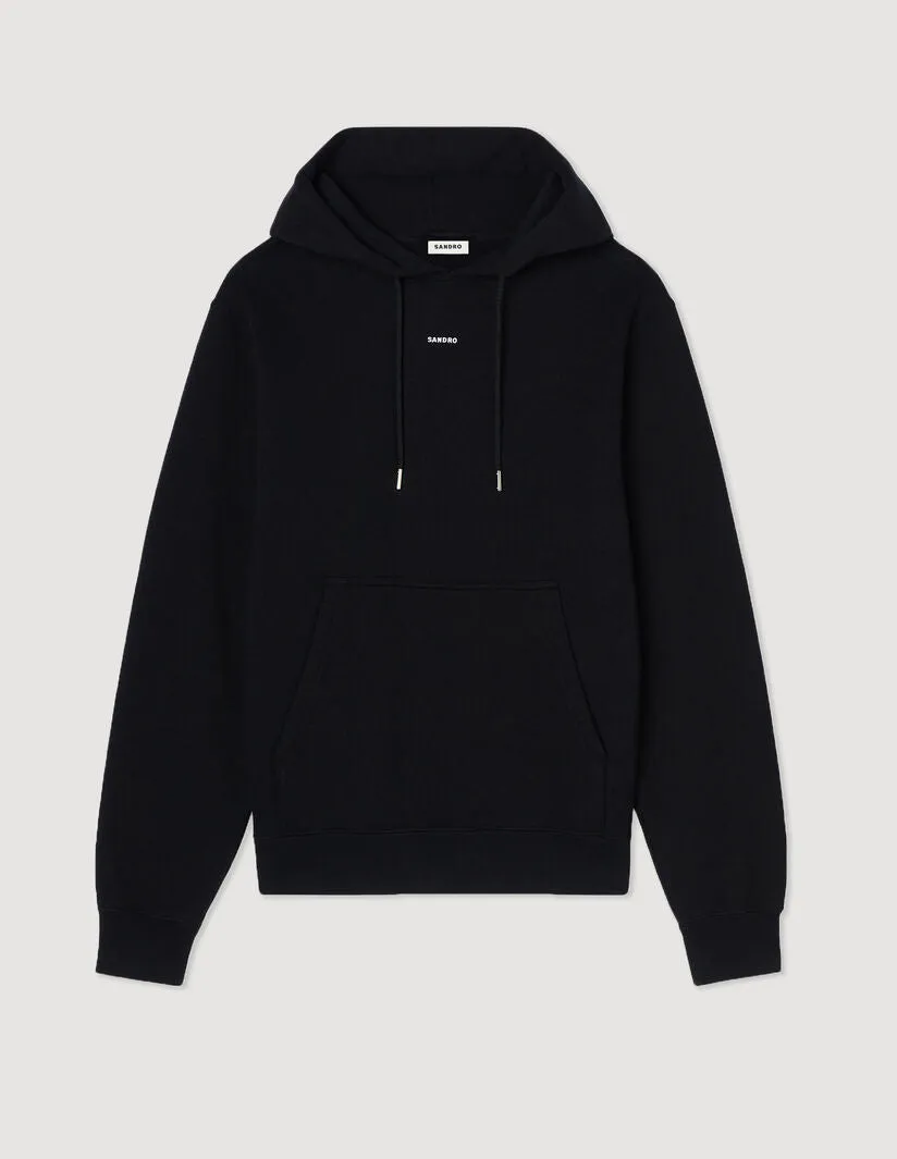 Hoodie Sweatshirt With Logo Embroidery - Black