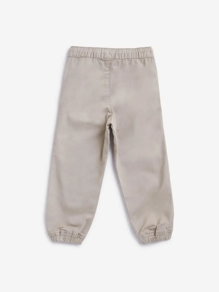 HOP Kids Beige Solid Joggers