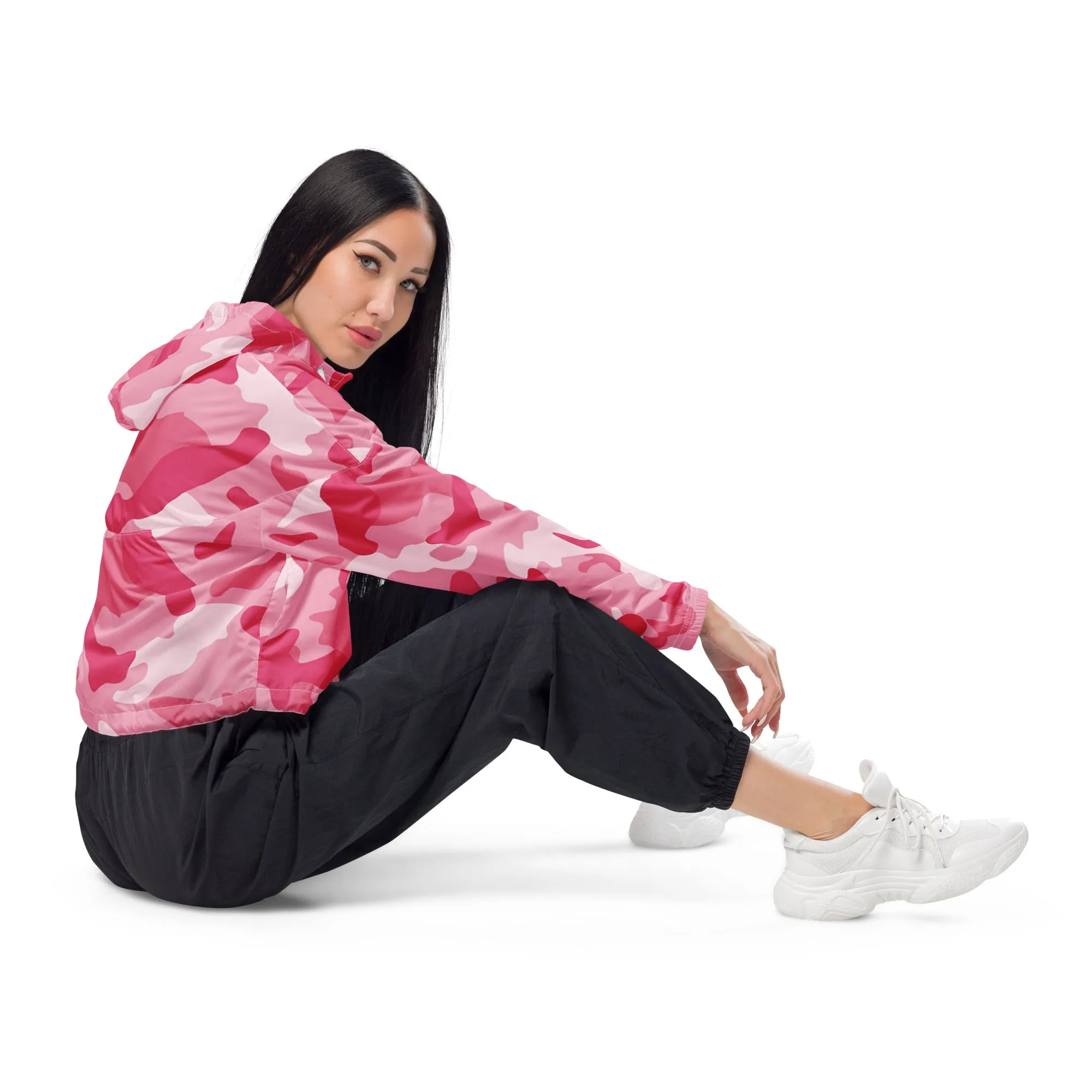 Humble Sportswear™ Women’s Camo Pink Cropped Windbreaker