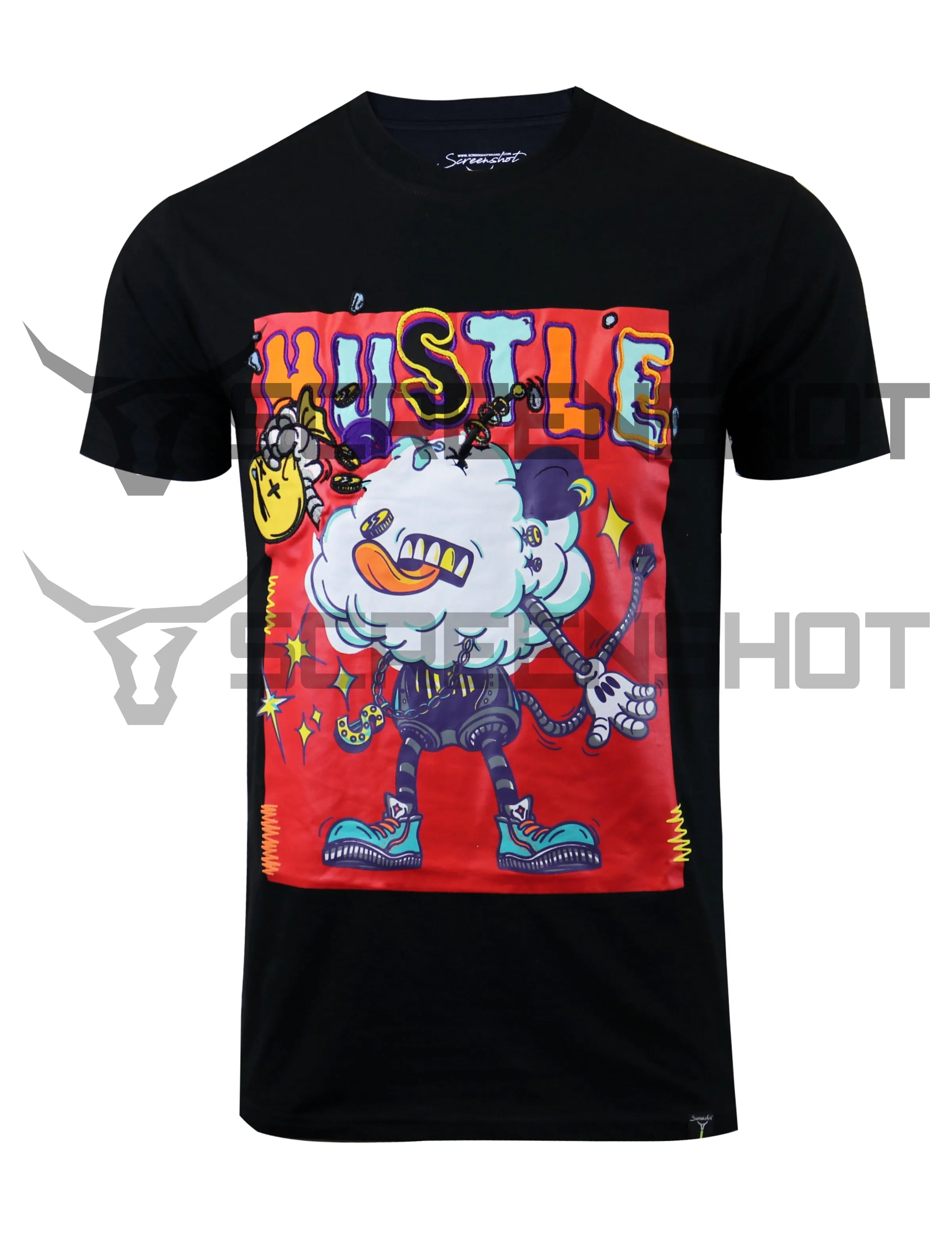 HUSTLE ANIMATION TEE-S11024 (BLACK)