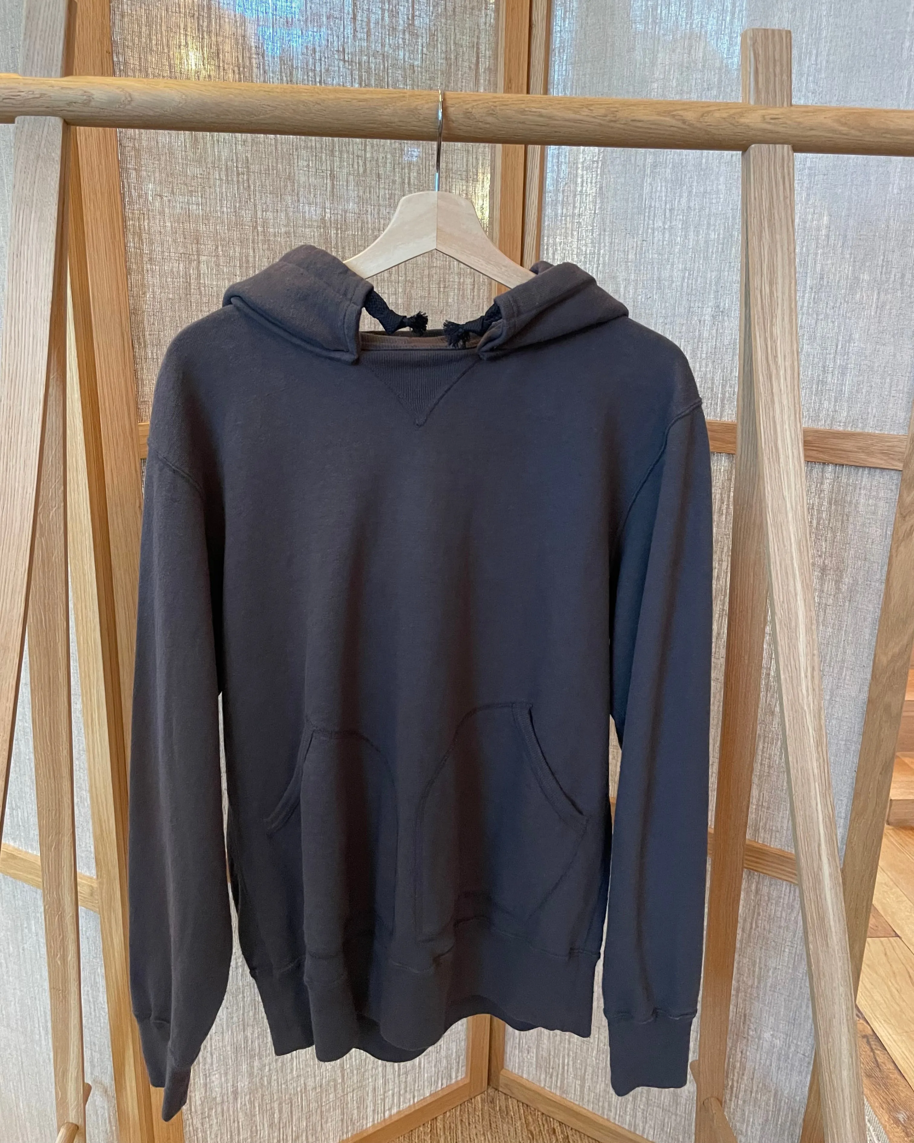 Japanese Organic Cotton Hoodie Hand-Dyed with Black Bean - Kuromame