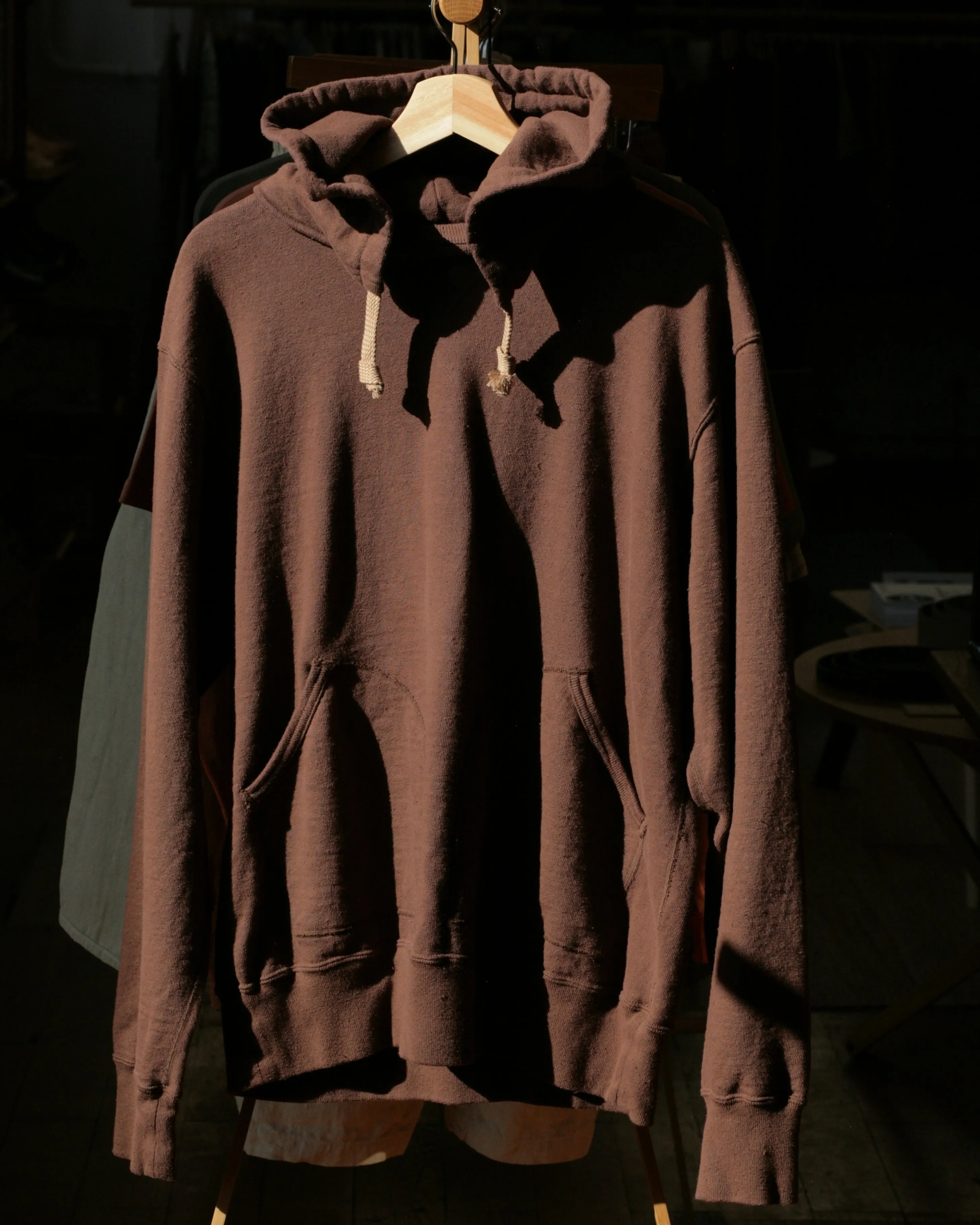 Japanese Organic Cotton Hoodie Handyed with Chestnut - Dark Kuri