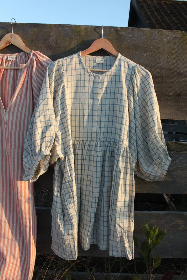 Jennifer Smock Dress in light blue check