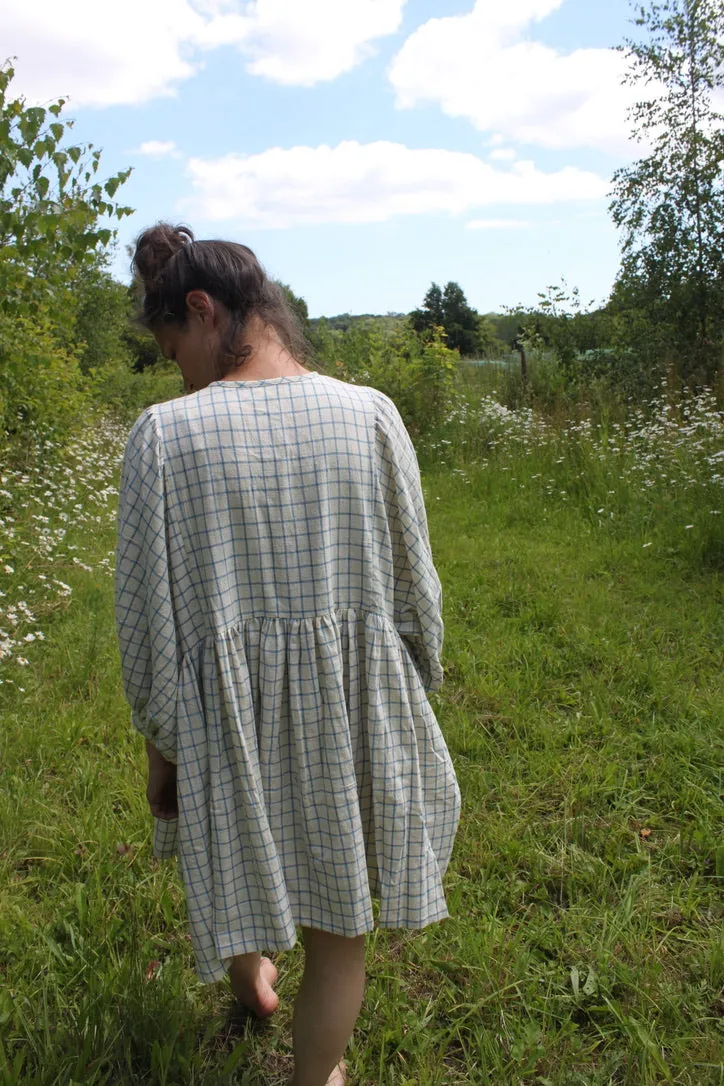 Jennifer Smock Dress in light blue check