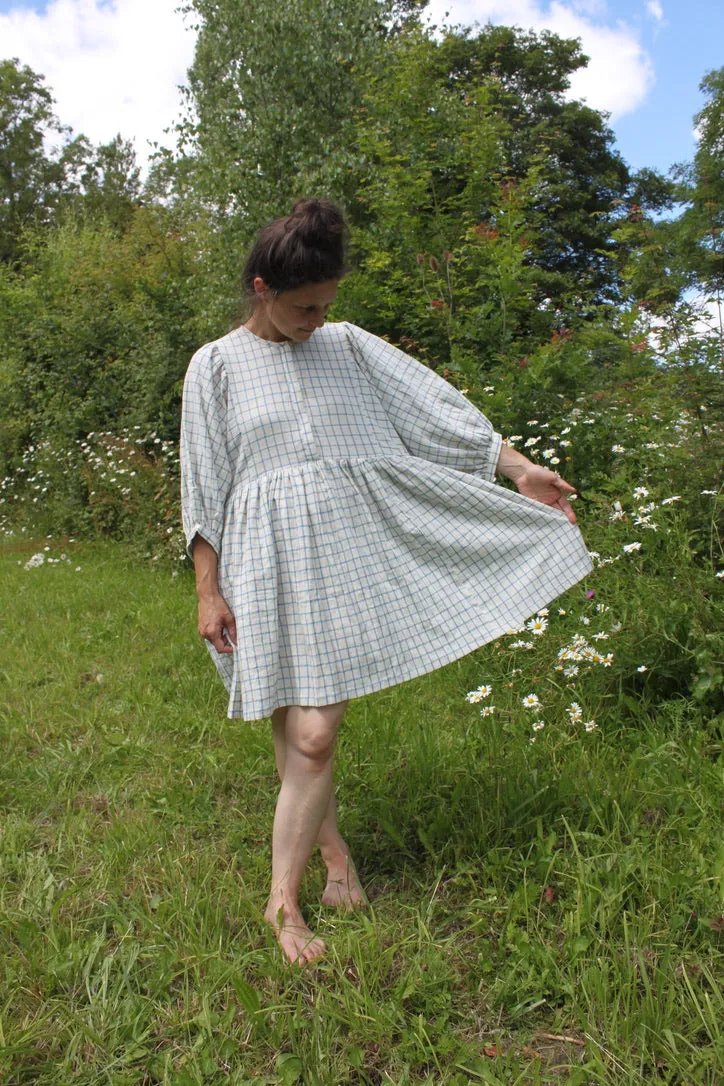 Jennifer Smock Dress in light blue check