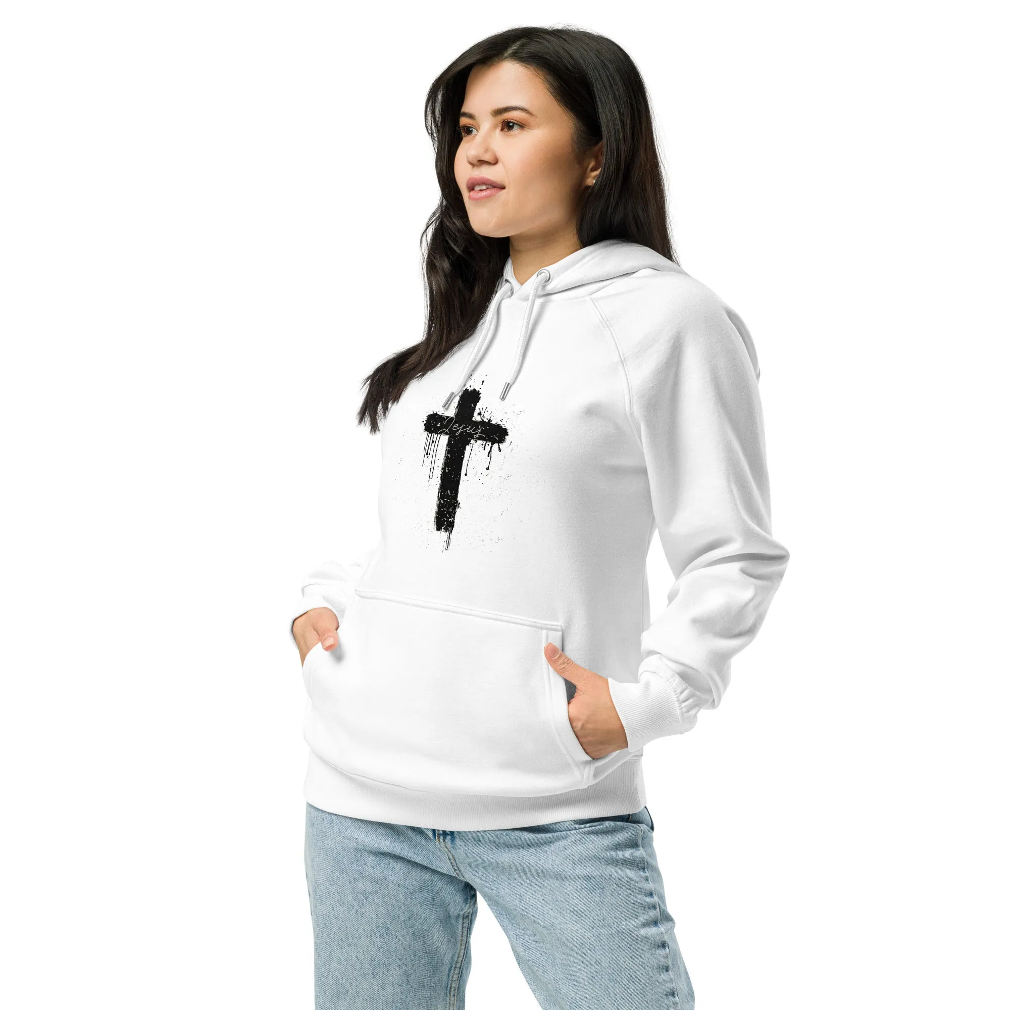 Jesus Cross Graphics Women Eco Raglan Hoodie