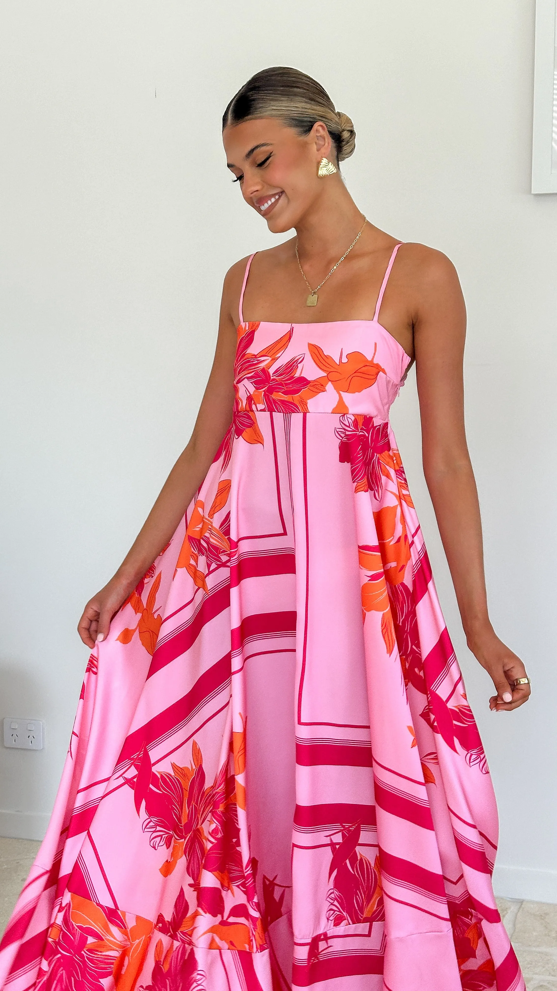 Kaethe Maxi Dress - Pink/Orange