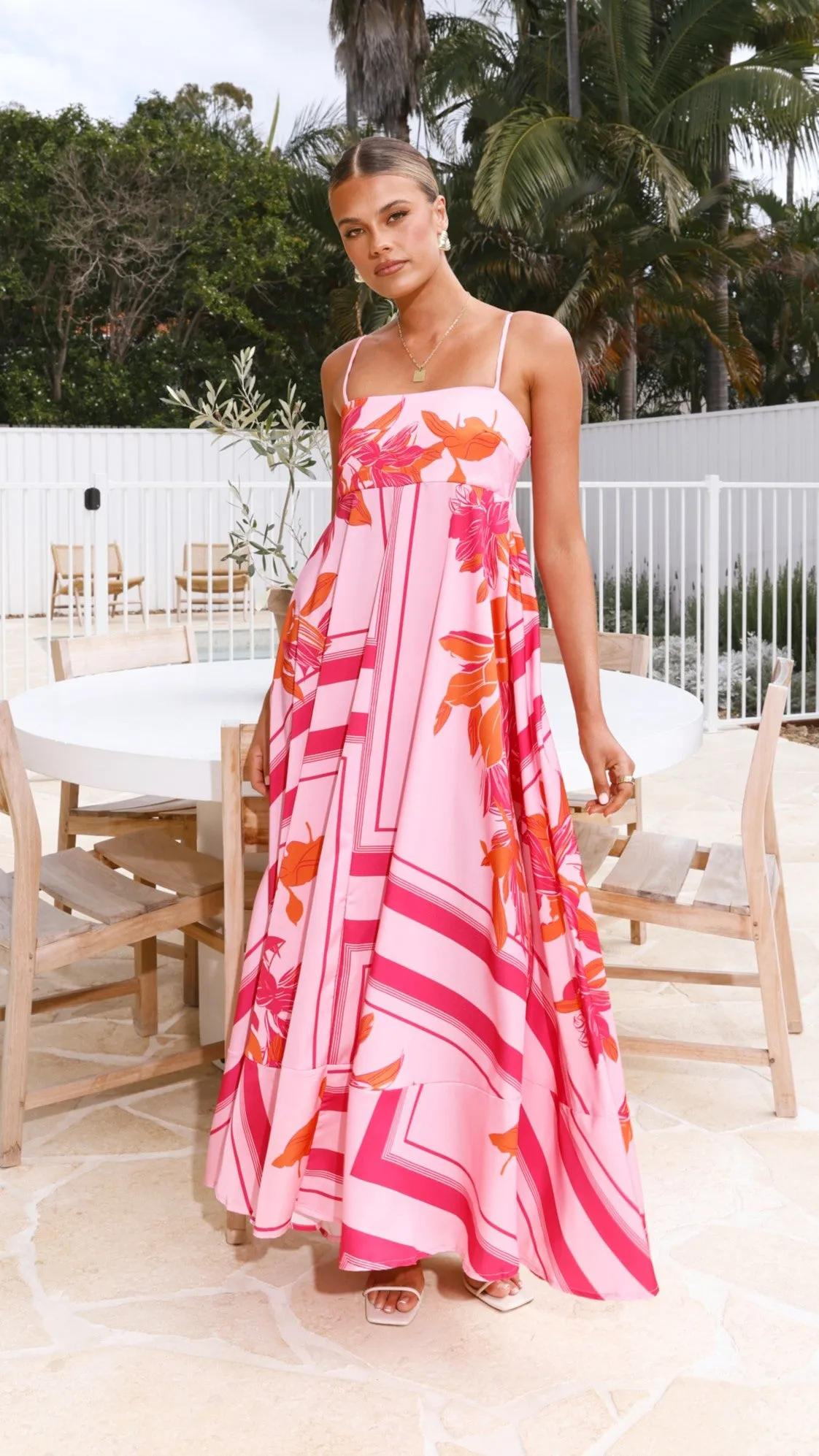 Kaethe Maxi Dress - Pink/Orange