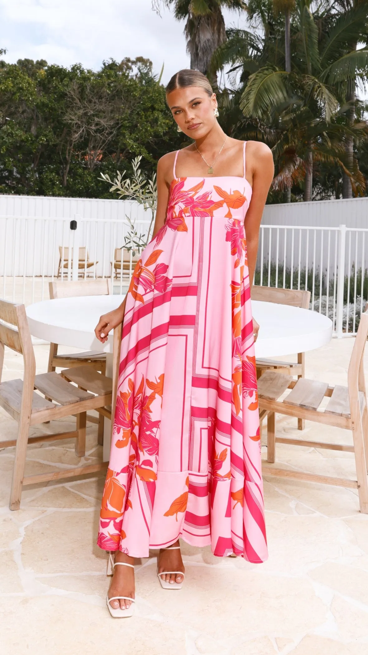 Kaethe Maxi Dress - Pink/Orange