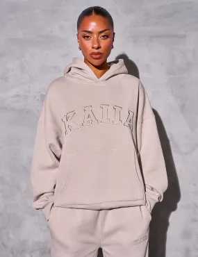 Kaiia Slogan Oversized Hoodie Sand