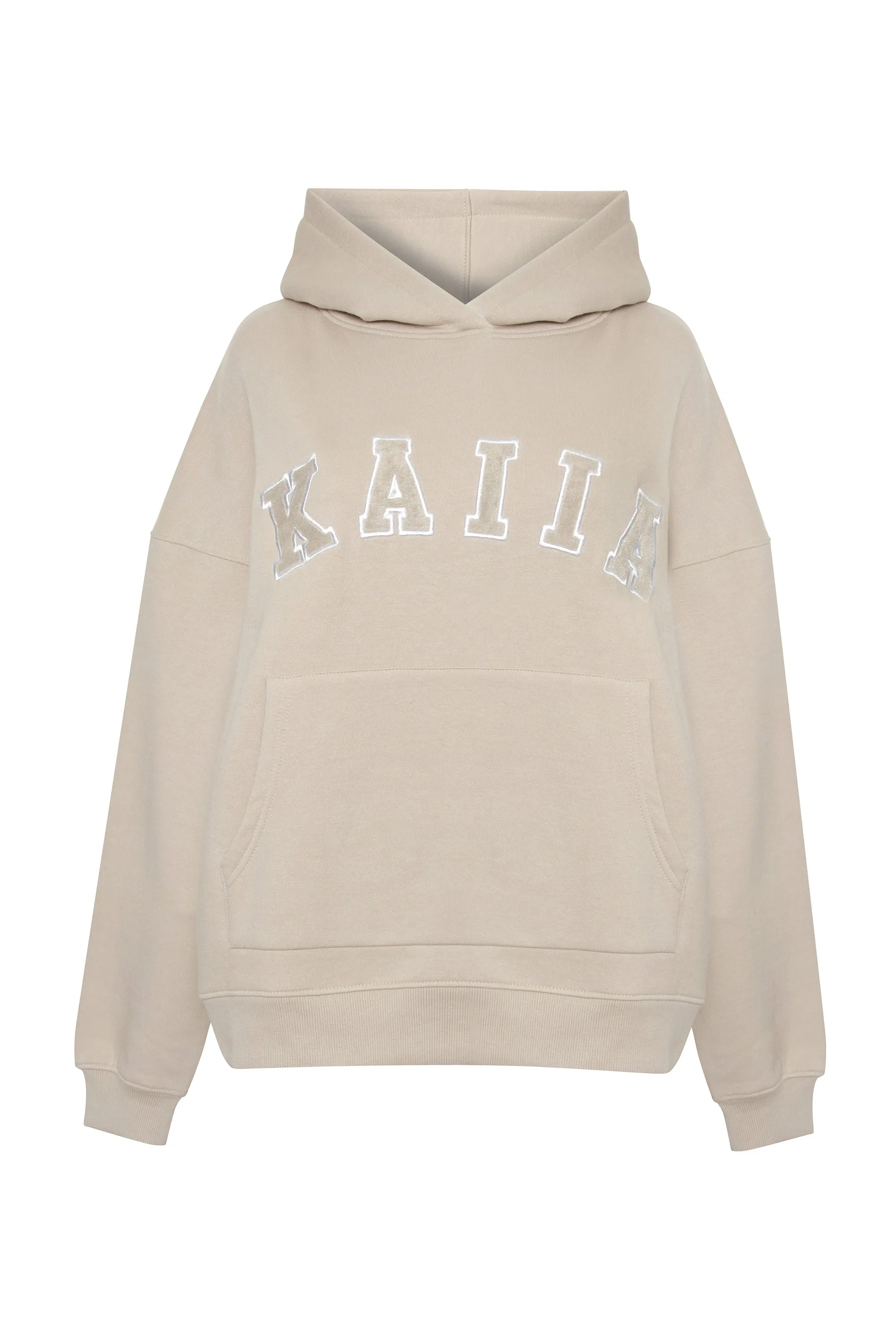 Kaiia Slogan Oversized Hoodie Sand