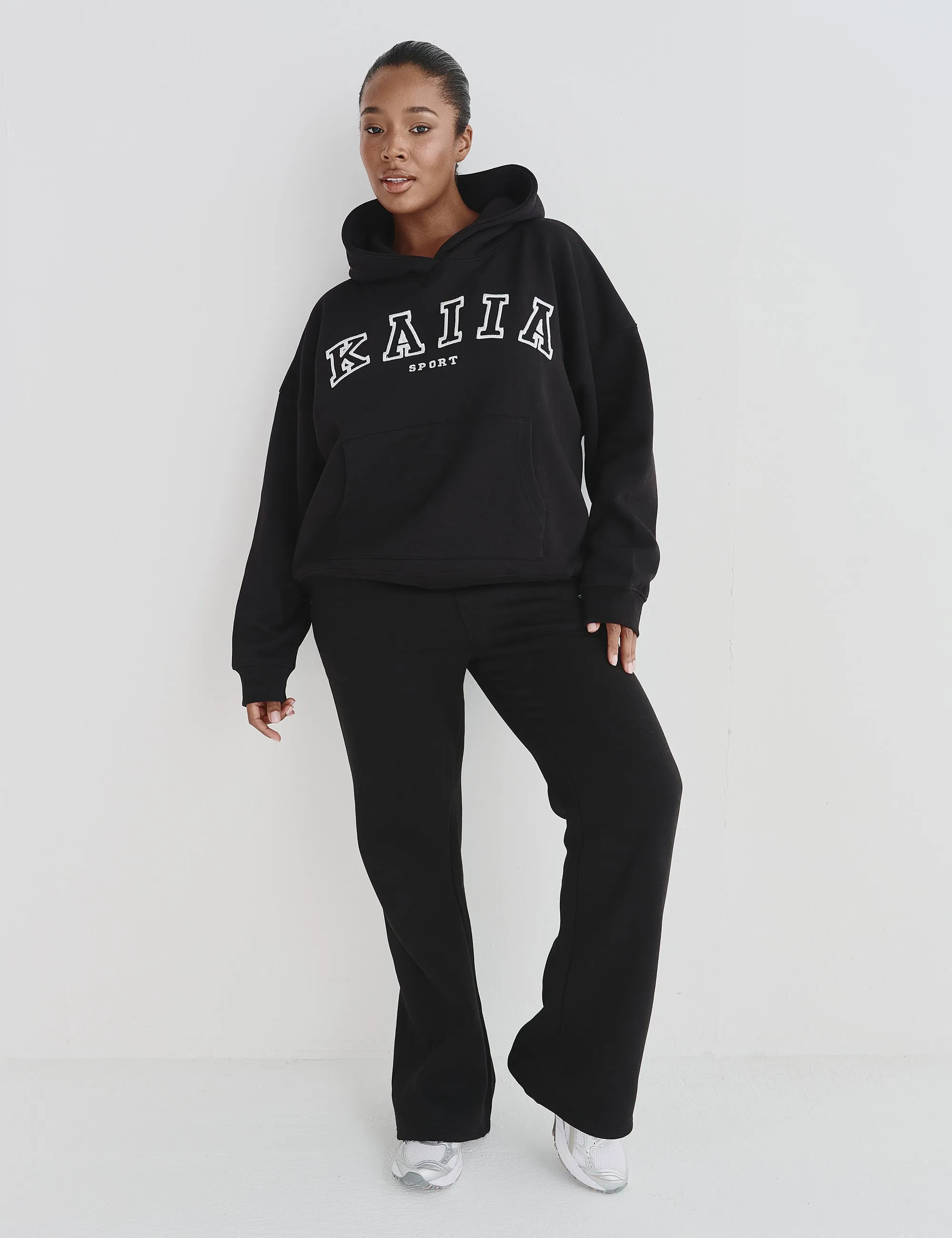 Kaiia Sport Logo Oversized Hoodie Black