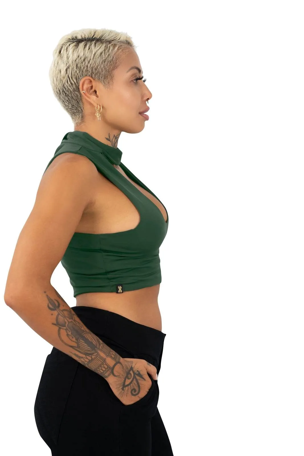 Kenya Collar top - Evergreen