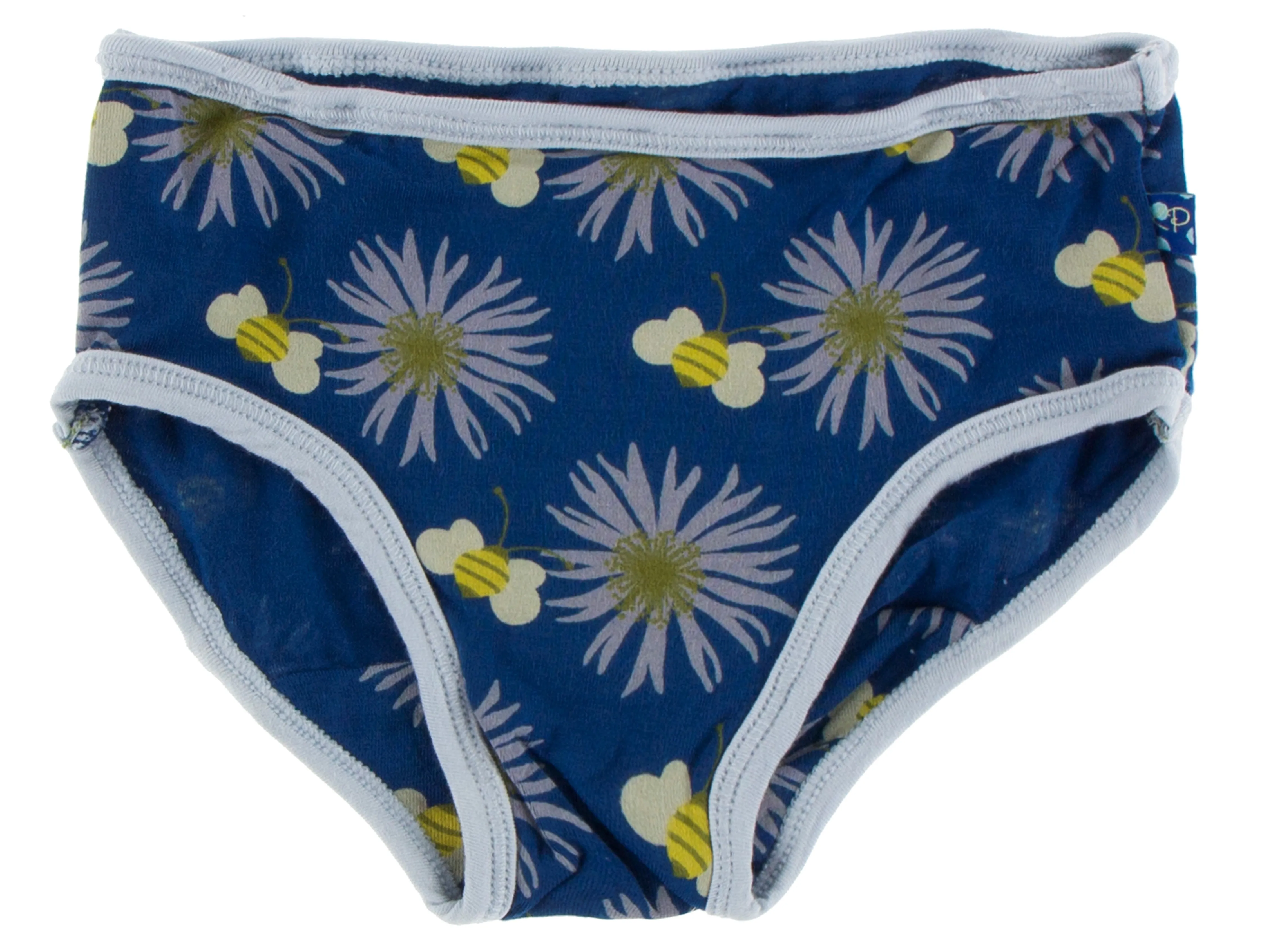 KicKee Pants Dew Philodendron & Navy Cornflower Bee Girls Underwear Set