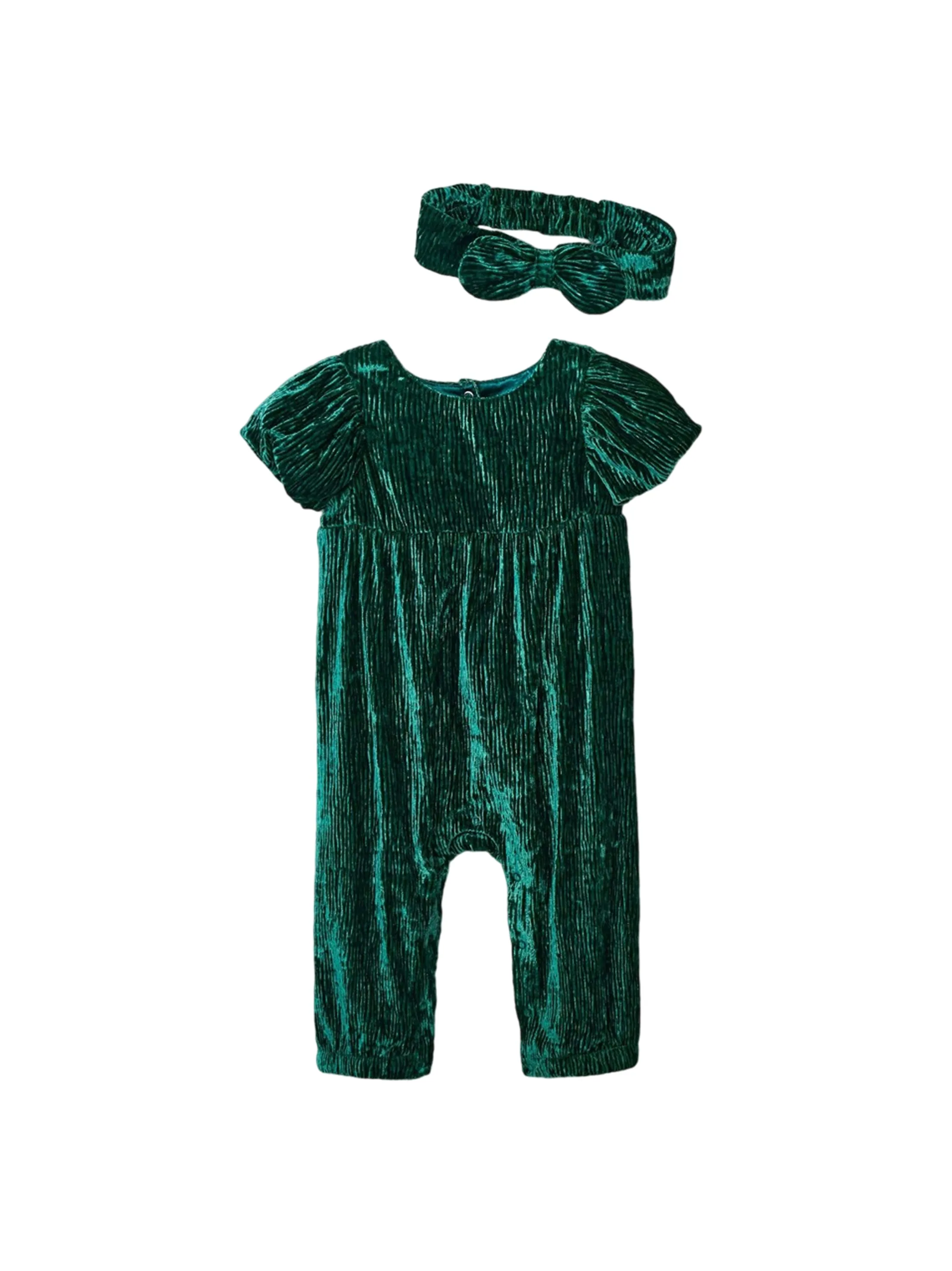 Kids Gril's Textured Jumpsuits,Green