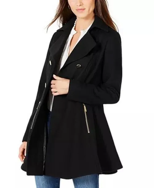 Laundry by Shelli Segal Double-Breasted Skirted Peacoat