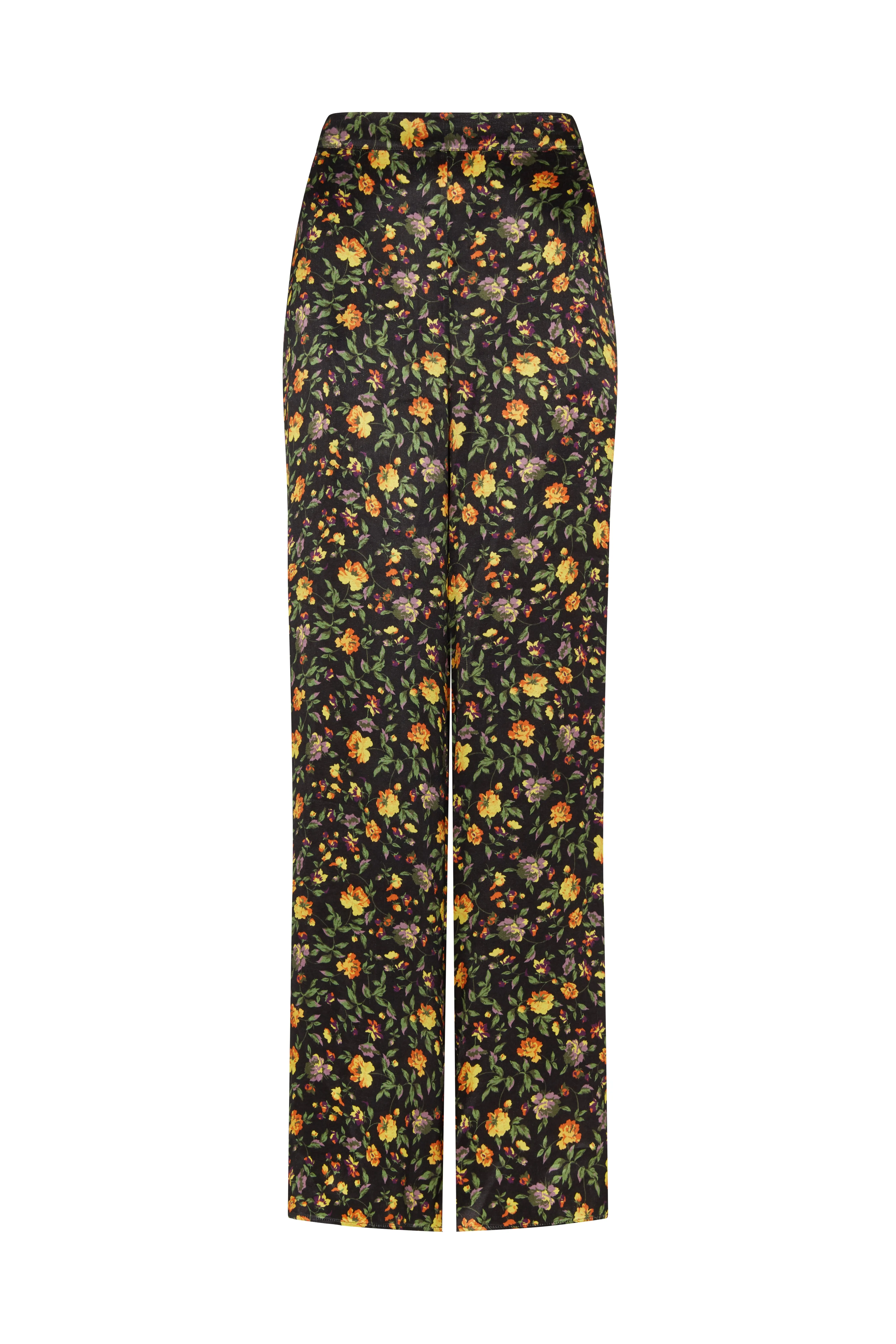 Leon Wide Leg Floral Print Trouser In Multi